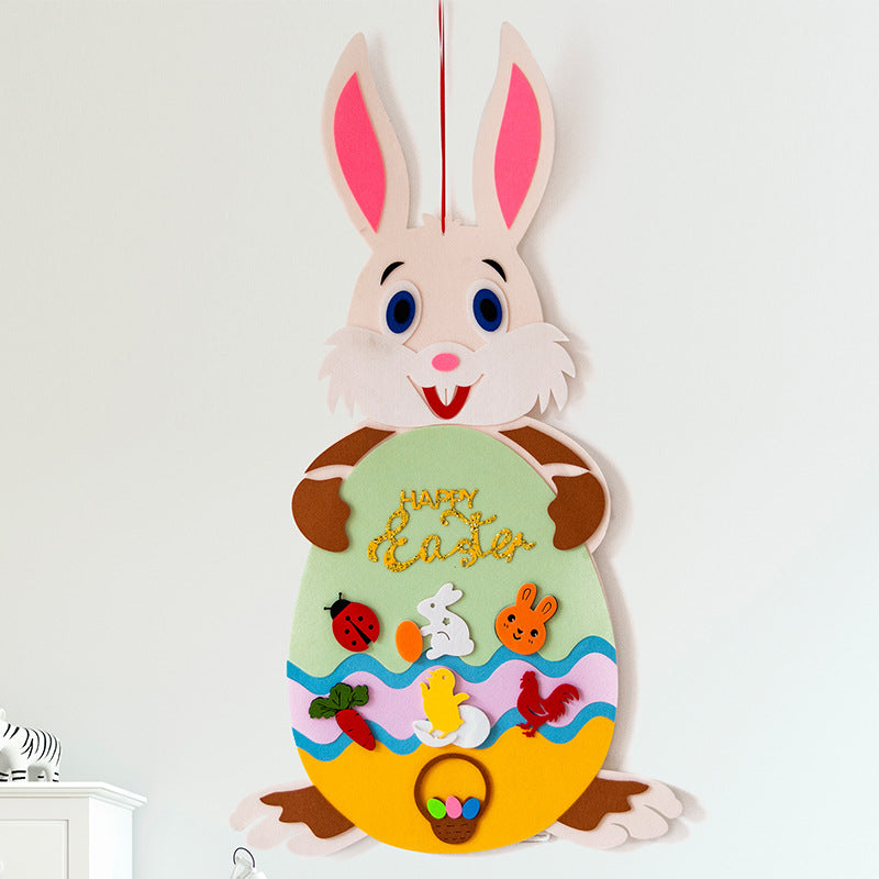 Easter Kids DIY Felt Bunny Pendants Toy with Detachable Alphabet Easter Ornament Kids Easter Gift for Home Door Wall Decoration - MediaEclat.store