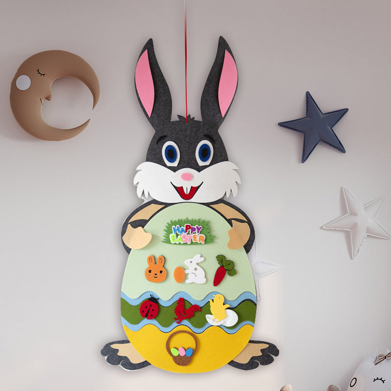 Easter Kids DIY Felt Bunny Pendants Toy with Detachable Alphabet Easter Ornament Kids Easter Gift for Home Door Wall Decoration - MediaEclat.store