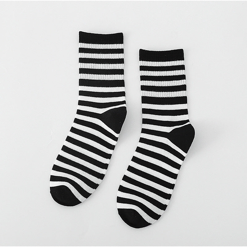 Striped Black All-match Stockings Sports Socks