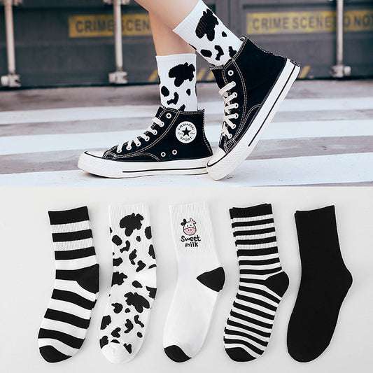 Striped Black All-match Stockings Sports Socks