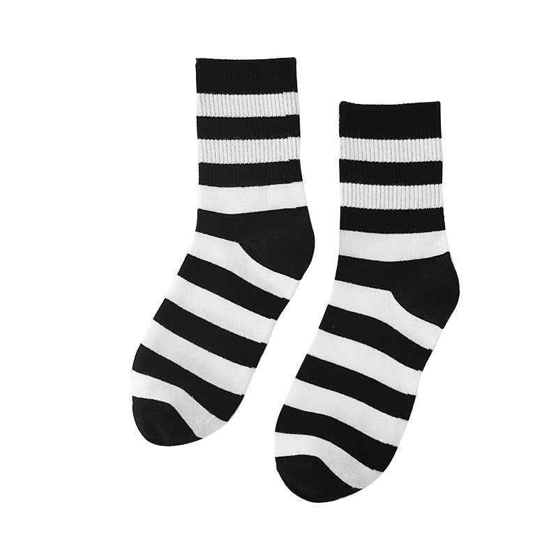 Striped Black All-match Stockings Sports Socks