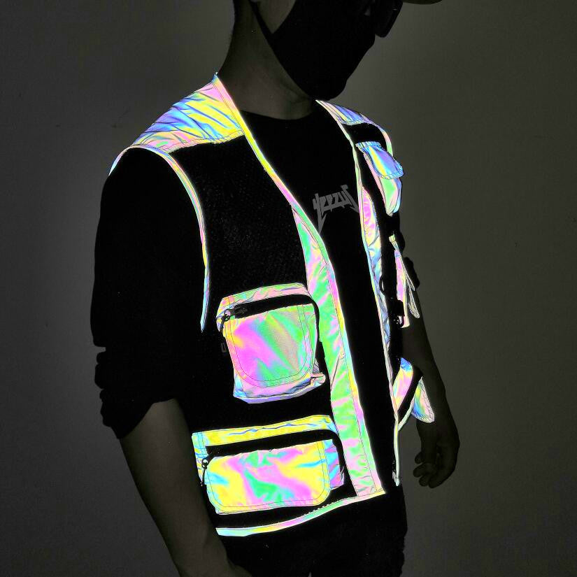 Colorful Reflective Vest Multi-Pocket Function Vest