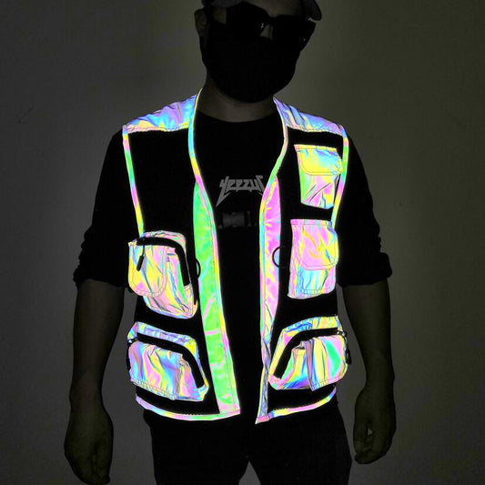 Colorful Reflective Vest Multi-Pocket Function Vest