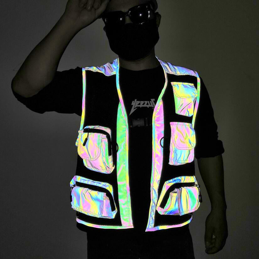 Colorful Reflective Vest Multi-Pocket Function Vest