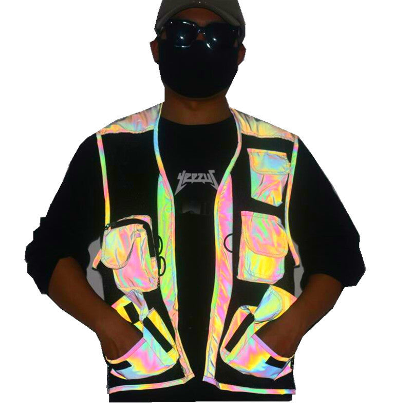 Colorful Reflective Vest Multi-Pocket Function Vest