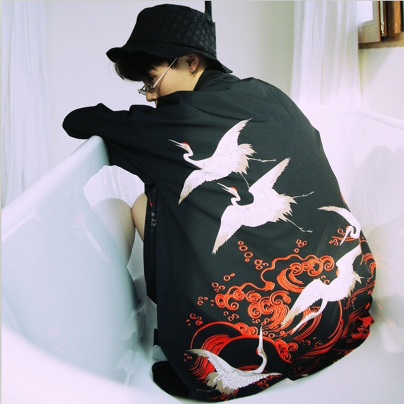 Chinese Style Text Zen Cardigan Shirt