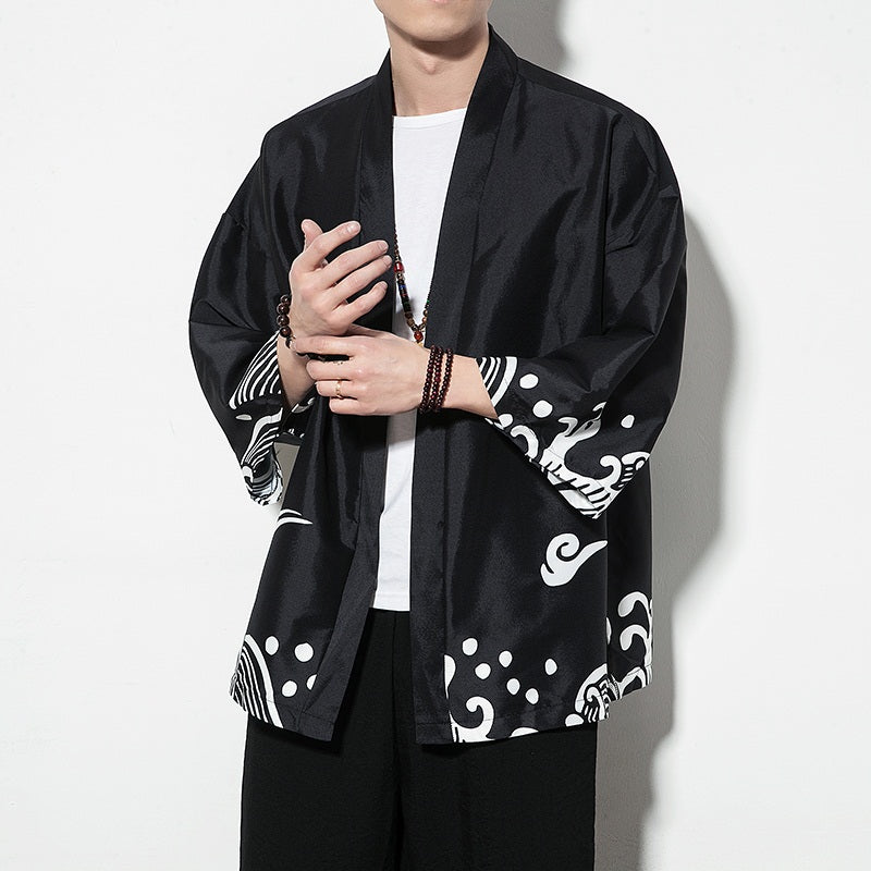 Chinese Style Text Zen Cardigan Shirt