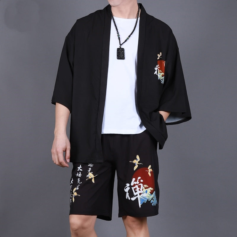 Chinese Style Text Zen Cardigan Shirt