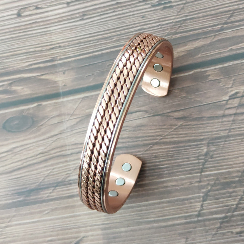 Copper Color Button Pattern Bracelet Promoting Blood Circulation Magnetic Health Bracelet