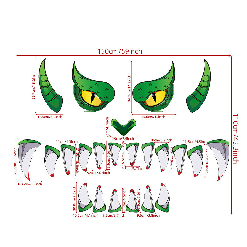 Creative Halloween Plastic Eyes Halloween Decoration Green Monster Halloween Door Sticker Decoration