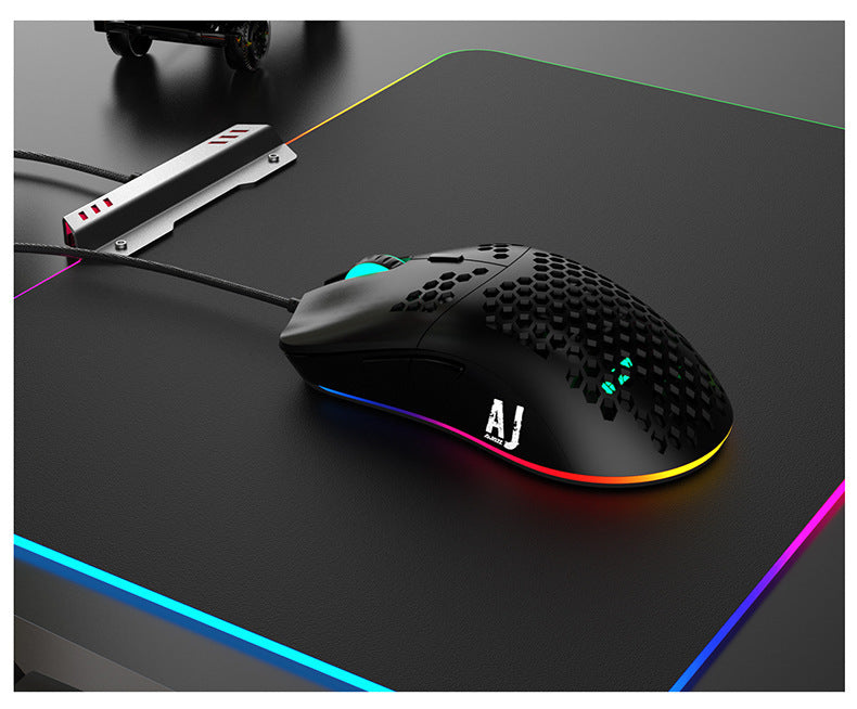 Heijue Aj390 Lightweight Wired Hollow Hole Mouse E-Sports Game Eating Chicken Mouse