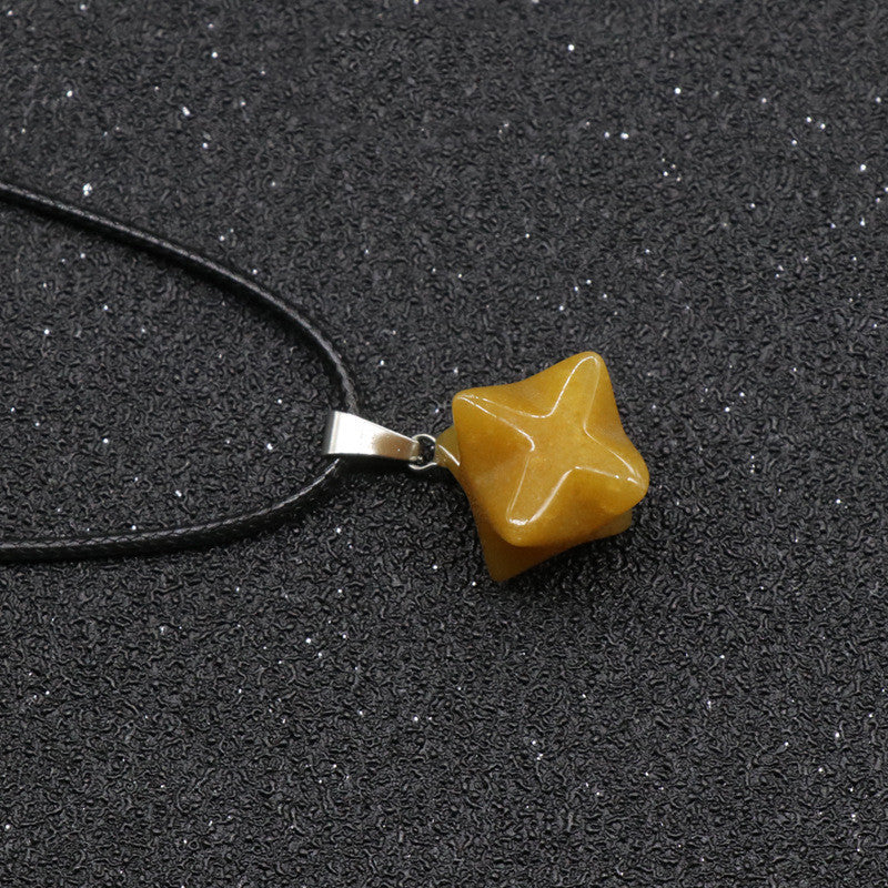 Agate Crystal Tiger'S Eye Agate Giant Satellite Merkabah Pendulum 3D Three-Dimensional Six-Pointed Star Pendant