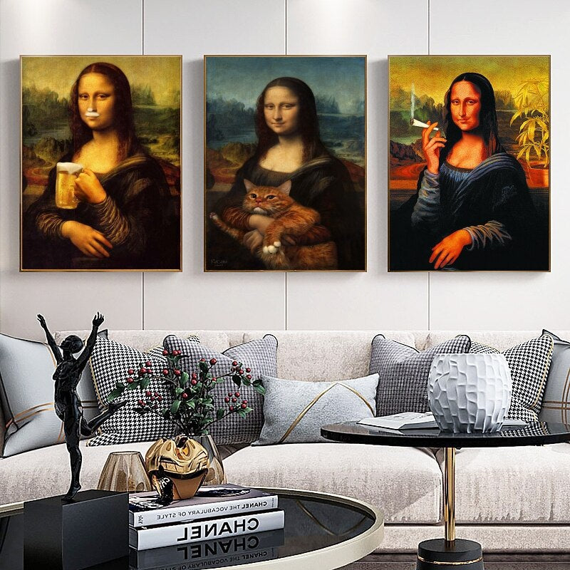 Da Vinci Mona Lisa spoofs canvas painting