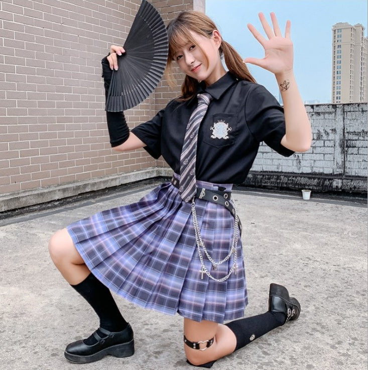 Gentle Knife JK Uniform Plaid Skirt Japanese Skirt High Waist Pleated Skirt Student Uniform School Uniform Skirt Female