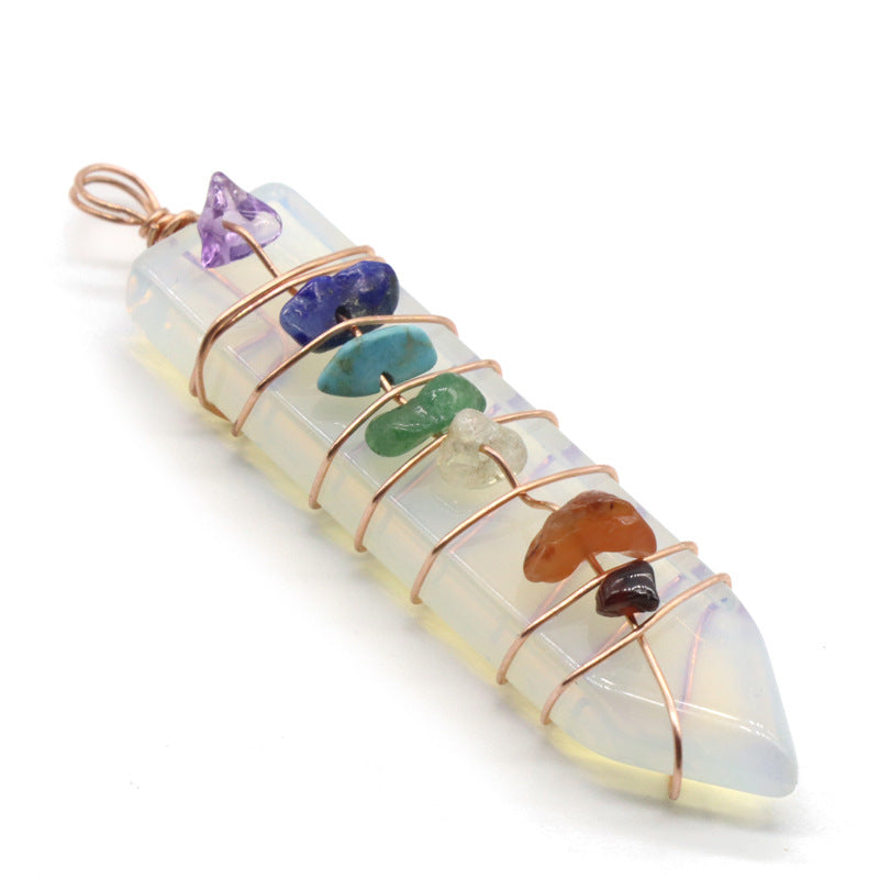 Jade Crystal Arrow Shape Seven Chakra Crystal Pendant