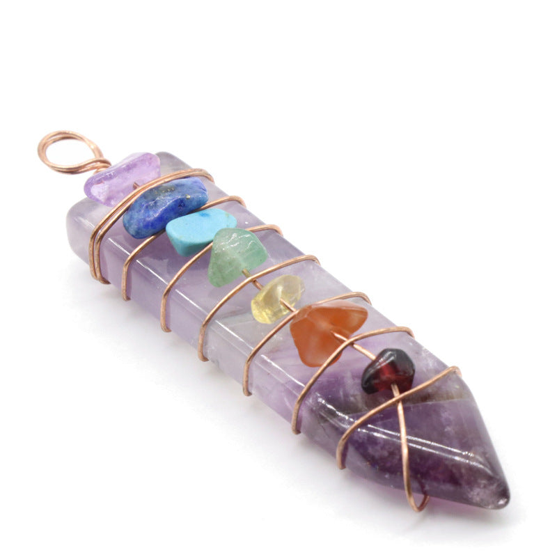 Jade Crystal Arrow Shape Seven Chakra Crystal Pendant