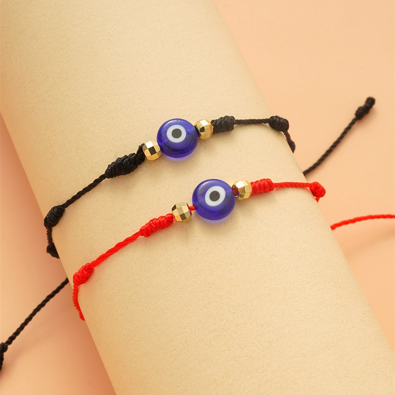 New 7-knot Evil Eye Bracelet 6 Pack Blue Eye Paper Card Bracelet Braided Adjustable Bracelet