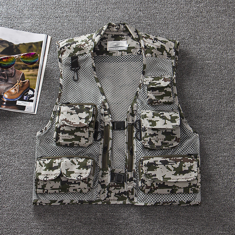 Summer Outdoor Men'S Camouflage Mesh Vest Photography Vest Quick-Drying Vest