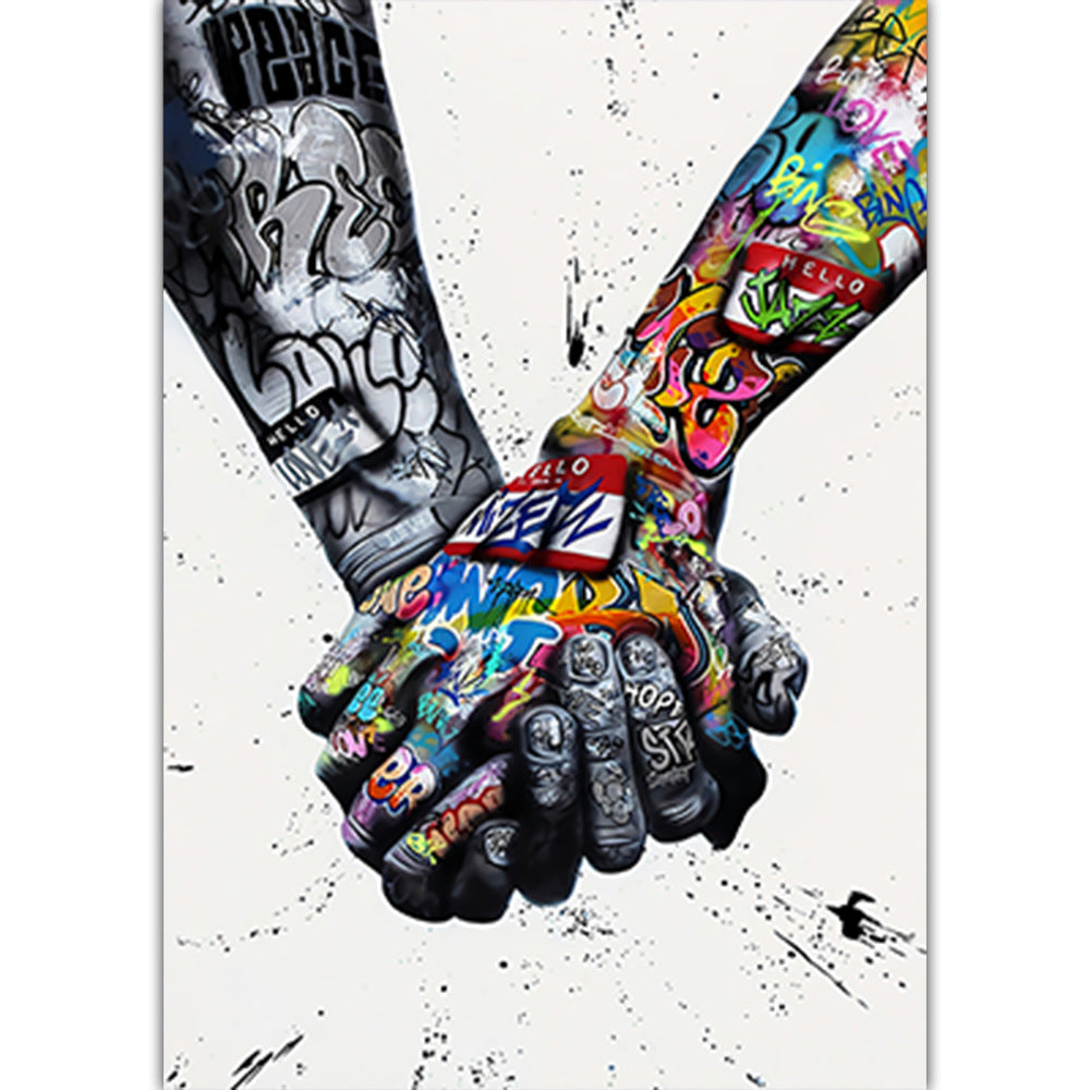 Holding Hands Graffiti Paintings Abstract Art Holding Hands