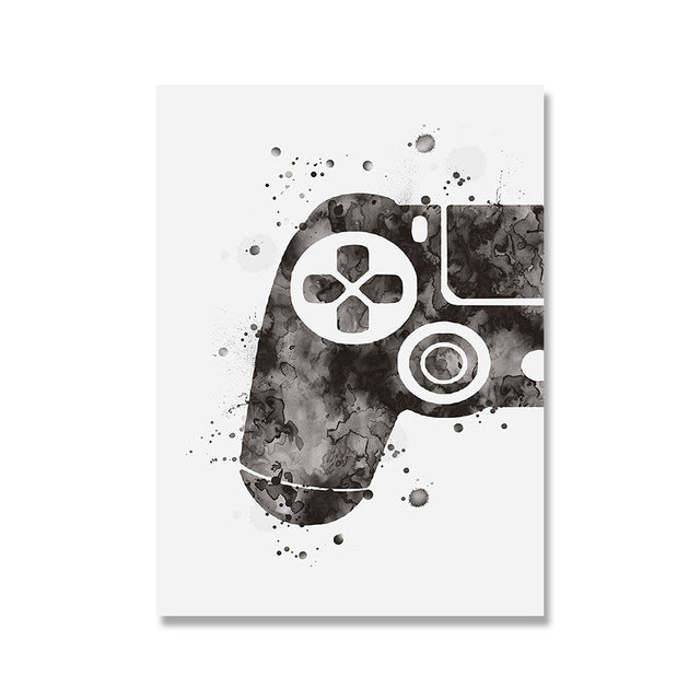 Boys Play Posters Watercolor Paintings Gamepads