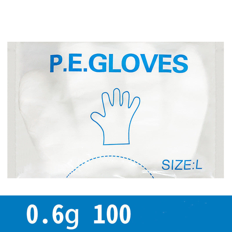 Disposable Boxed Film PE Gloves English Version 500 Transparent Thickened Dustproof