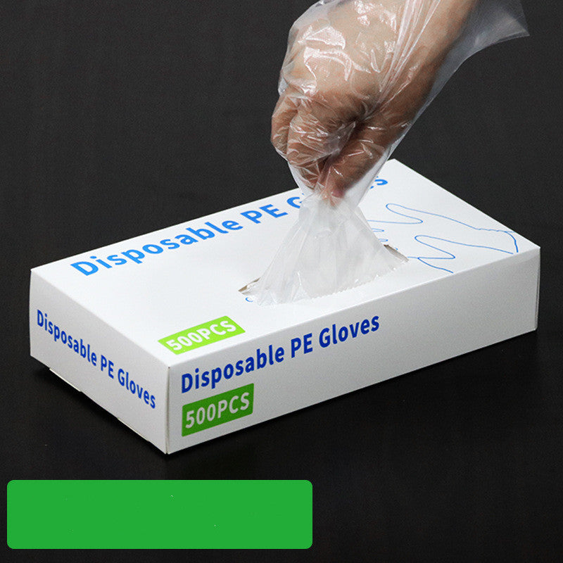 Disposable Boxed Film PE Gloves English Version 500 Transparent Thickened Dustproof