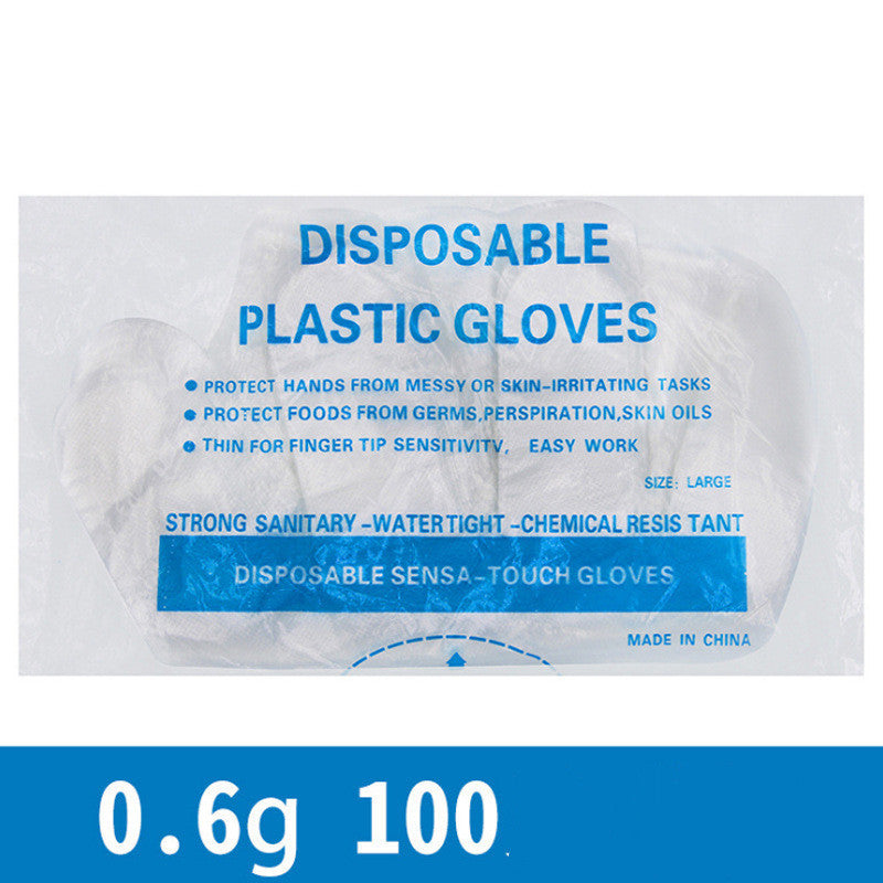 Disposable Boxed Film PE Gloves English Version 500 Transparent Thickened Dustproof