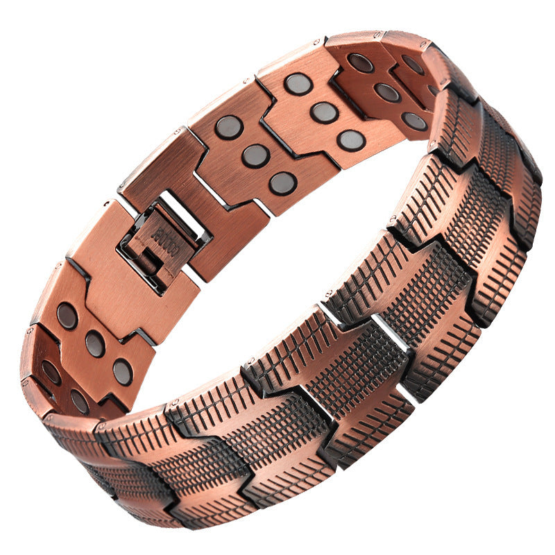 Red Copper Three-row Magnet Negative Ion Health Magnetic Therapy Bracelet