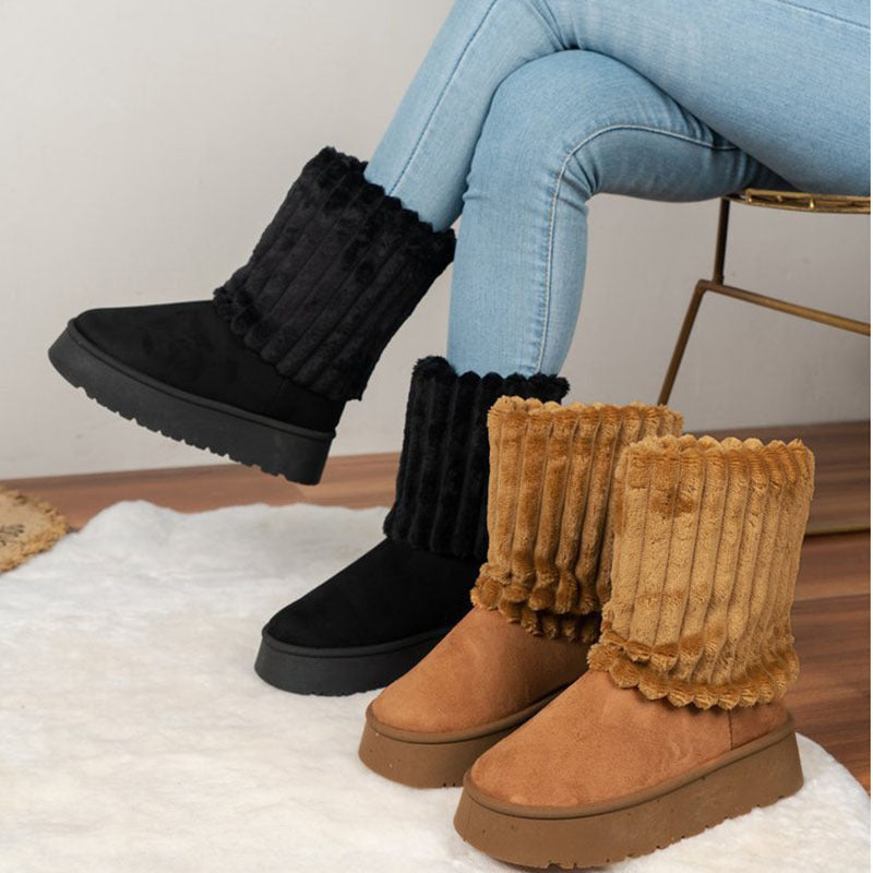 Snow Boots Warm Thickened Women's High Platform Cold Weather Boots Furry Cotton Boots