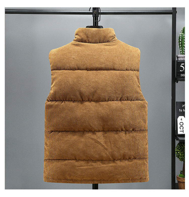 Light Luxury Corduroy Men's Down Cotton-padded Vest