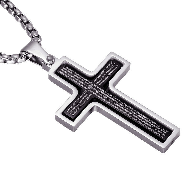 Stainless steel rotatable bible verse cross pendant necklace - MediaEclat.store