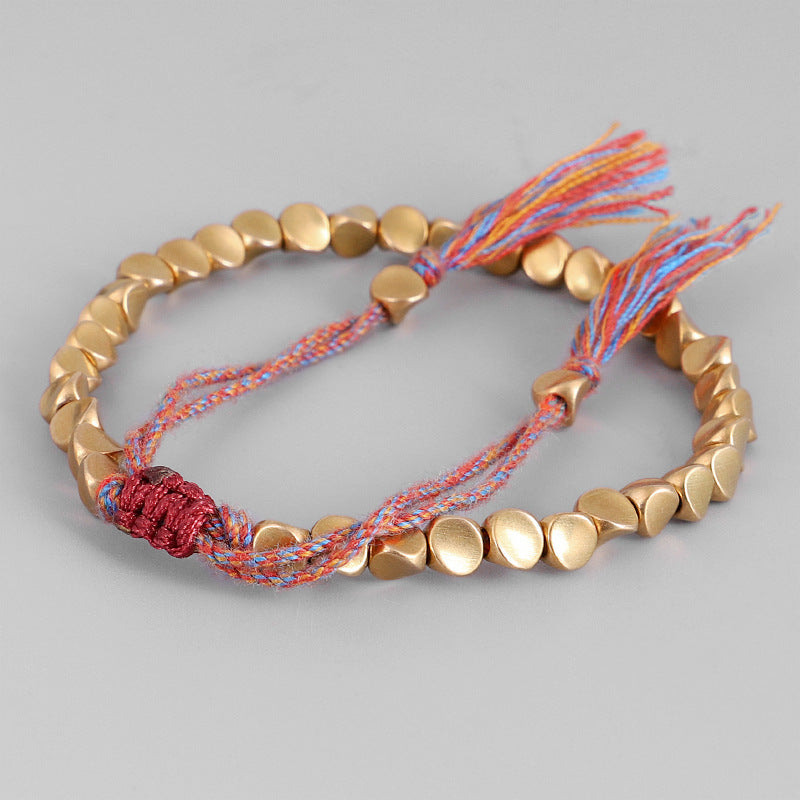 Handmade Tibetan Buddhist Bracelets On Hand Braided Copper Beads Lucky Rope Bracelet & Bangles For Women Men