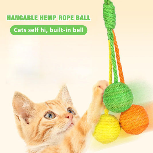 Cat Scratcher Ball, Chewable Scratcher For Kittens Chewable Interactive Cat Sisal Rope Ball Toy Cat Ball, Rolling Ball Scratch Cat Toy For Indoor Kittens Puppy Cat Pet