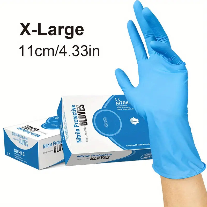 Disposable Nitrile Gloves, 100pcs/per box, Blue, White, Black, Pink, Industrial Grade Rubber Gloves, Powder Free