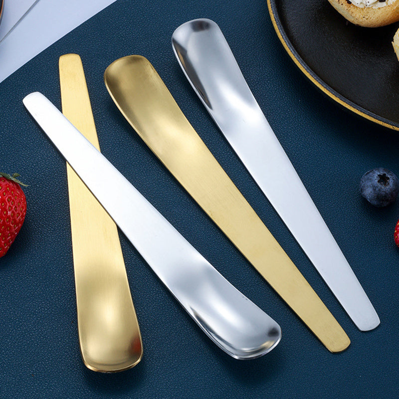 Coffee Dessert Golden Small Flat Spoon Stainless Steel Coffee Scoop Mixer Stirring Icecream Stirring Bar Spoon Kitchen Tableware Stainless Steel Ice Cream Spoon Dessert Spoon