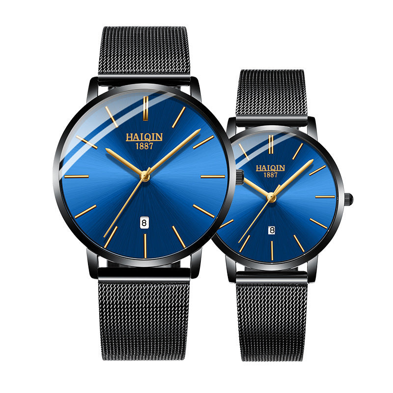 Steel mesh with quartz watch ladies couple gift table