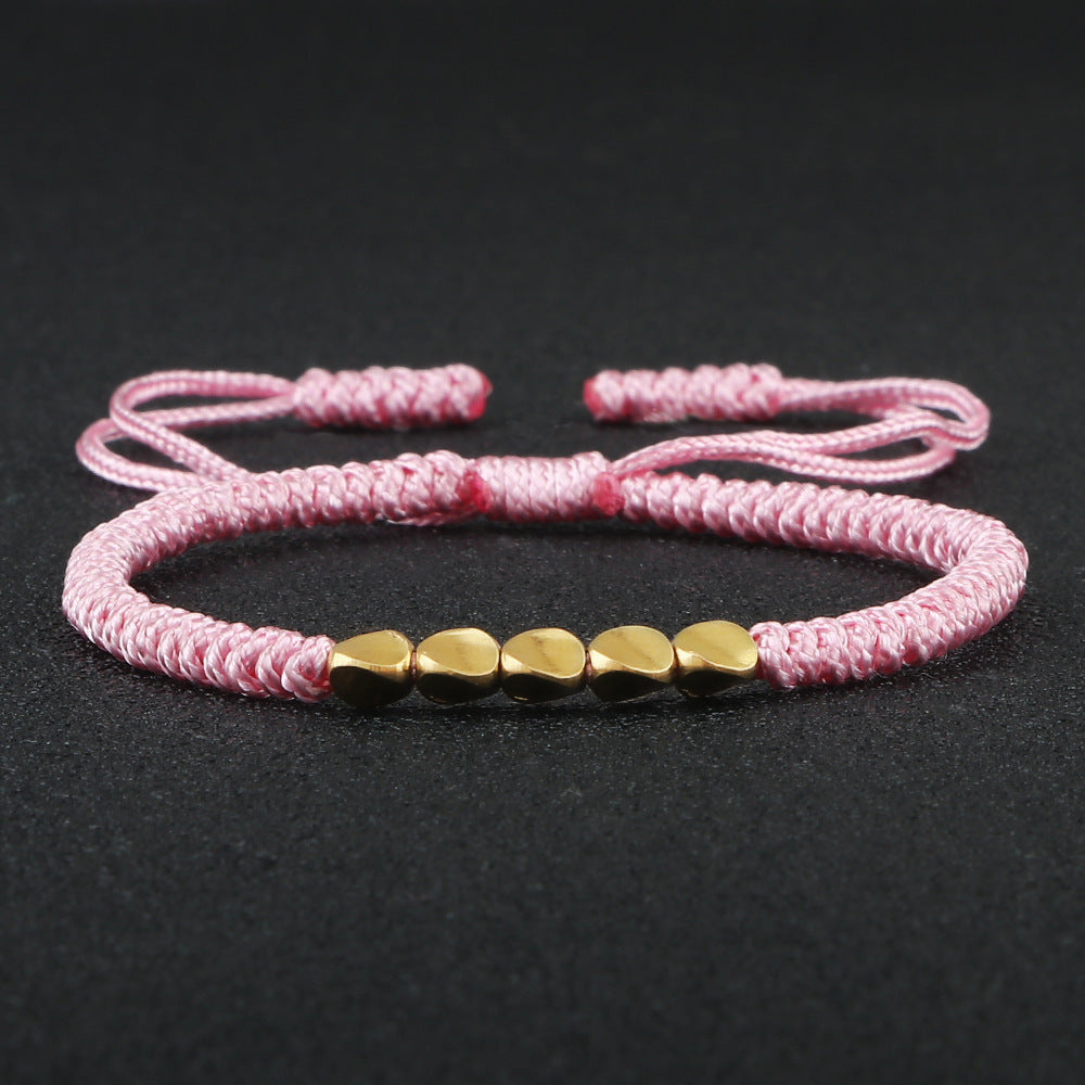 Hand-woven Irregular Shaped Copper Bead Beaded Bracelet