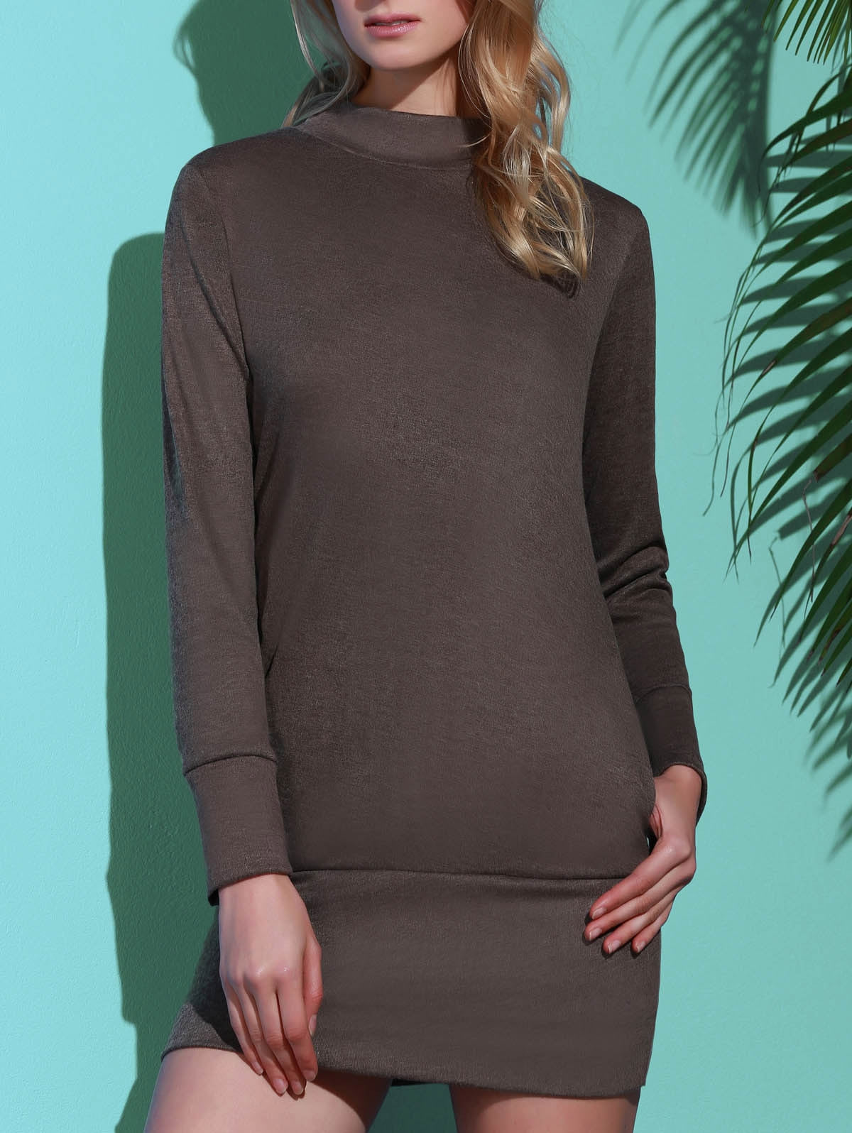 Long Sleeve High Neck Mini Tight Dress Size - (S) - MediaEclat.store