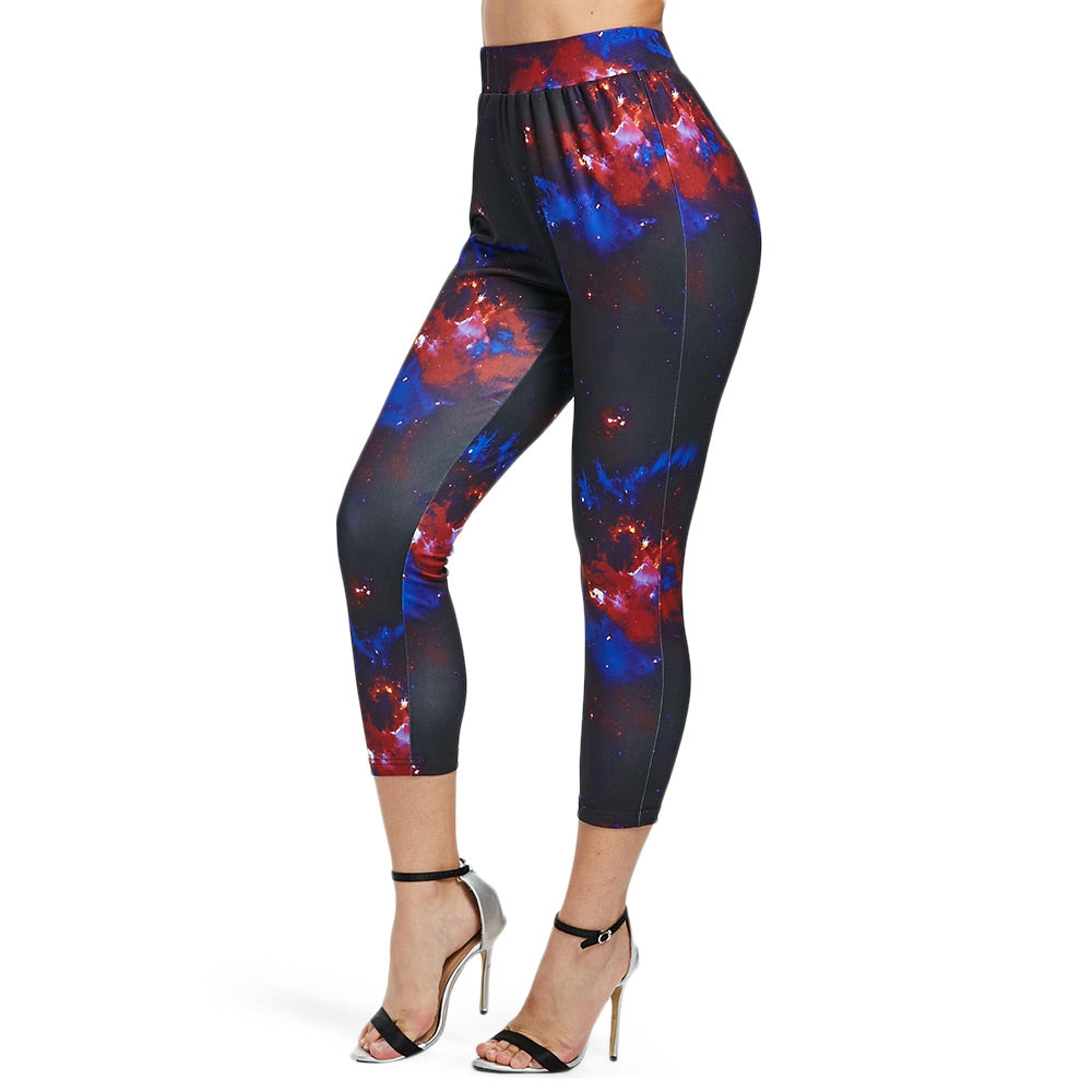 Print High Waisted Capri Leggings One Size Fits All - MediaEclat.store