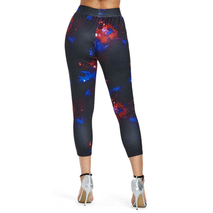 Print High Waisted Capri Leggings One Size Fits All - MediaEclat.store