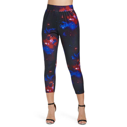 Print High Waisted Capri Leggings One Size Fits All - MediaEclat.store