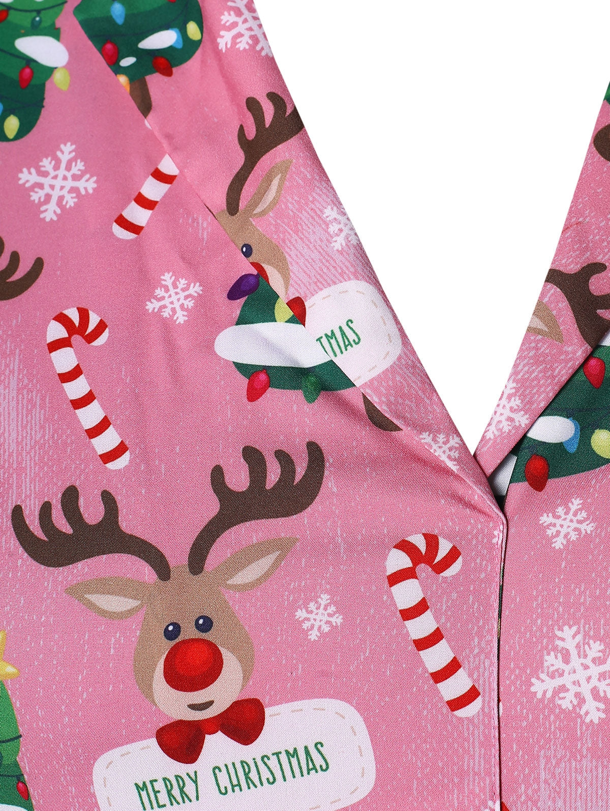 Plus Size Christmas Tree and Elk Print Handkerchief Dress Sz. (1X)