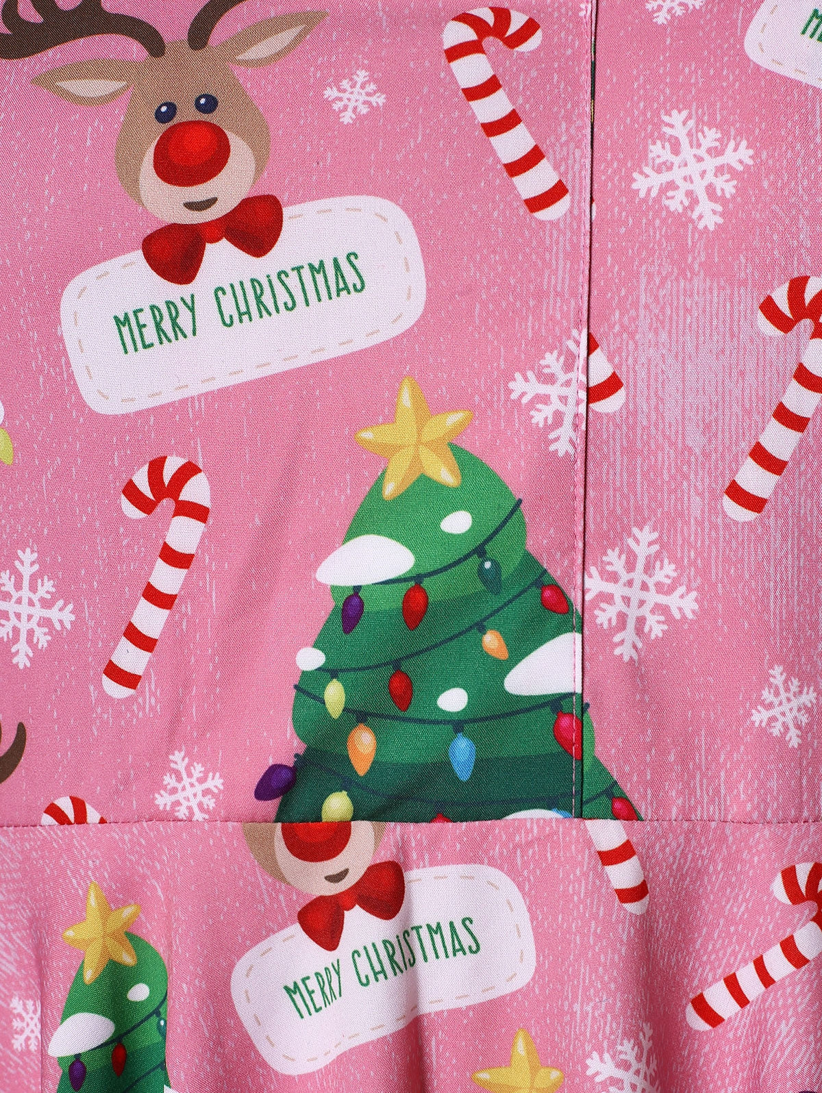 Plus Size Christmas Tree and Elk Print Handkerchief Dress Sz. (1X)