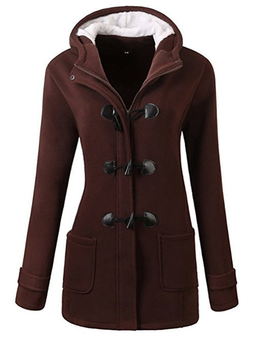 Hooded Plus Size Duffle Coat Sz. (3X) Color: Coffee - MediaEclat.store