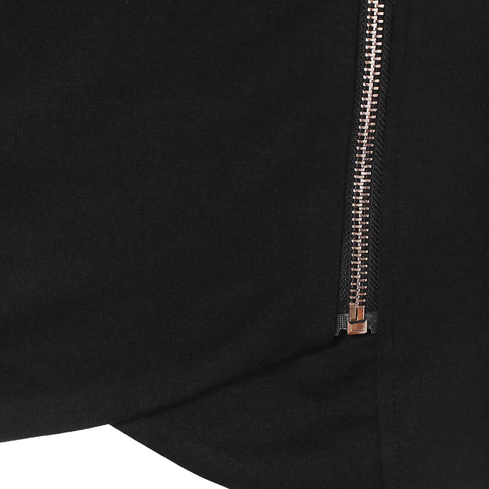 Zipper Embellished Long Sleeve Asymmetrical T-shirt Sz. (2XL)