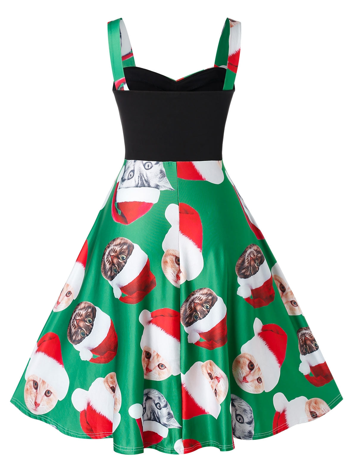 Plus Size Christmas Cat Printed Slip Dress