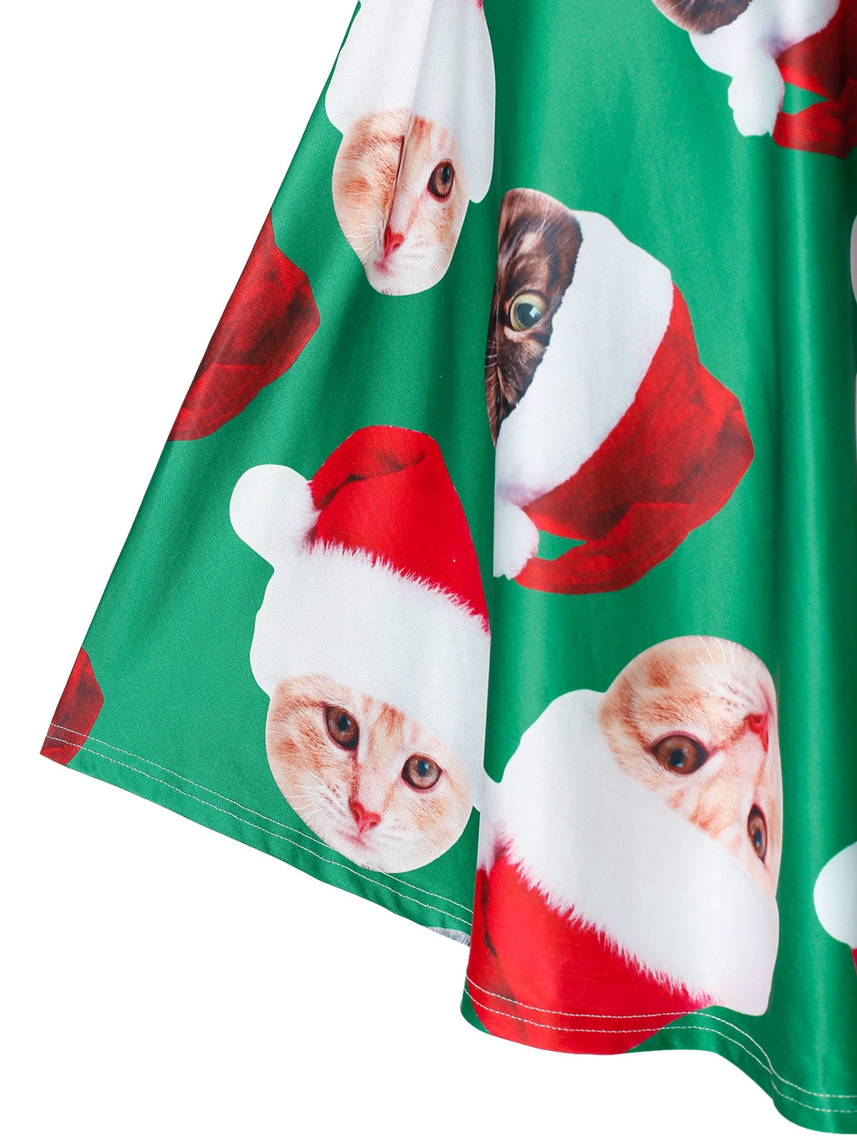 Plus Size Christmas Cat Printed Slip Dress