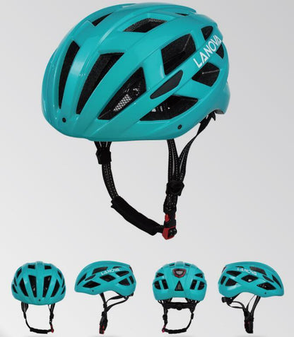 Male and female one-piece bicycle riding helmet with light