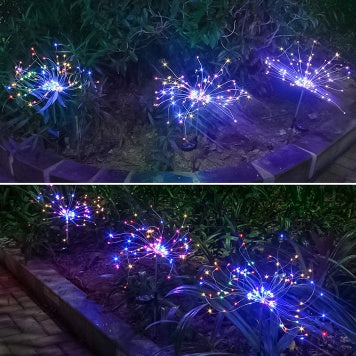 New Ground Plug Solar Fireworks Light LED Light String Copper Wire Outdoor Garden Decoration Star Lights Christmas Lights