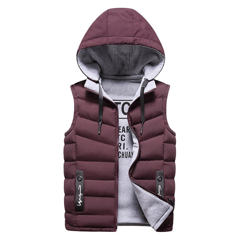 Hooded Cardigan Stand Collar Men's Youth Vest